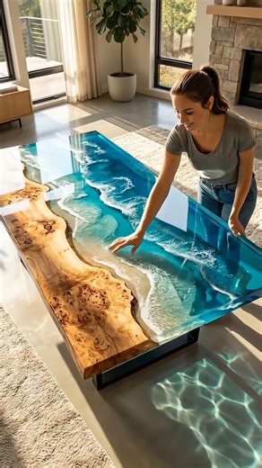 Making a Realistic Ocean Wave Resin Table! 🌊✨