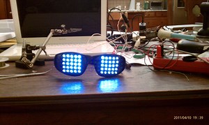 FUNKY RAVE GLASSES (LED MATRIX GLASSES USING a PICAXE)