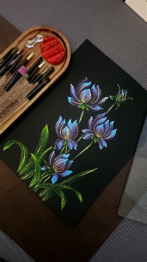 Renjitha Anoop on Instagram: "Acrylic Painting Flowers Stroke by Stroke #art #painting #artreels #renjithaanoop #instareels"