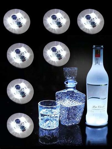 6/12/24pcs Luminous Bottle Sticker Light, LED Glowing Wine Bottle, Cocktail Glass Decorative Light, Party & Festival Supplies, LED Luminous Bottle Decoration, Bartender Accessories 2.36" Light, Suitable For Christmas, Bar, KTV, Wedding, Party, Cocktail Beverage Cup, Vase Decor | SHEIN