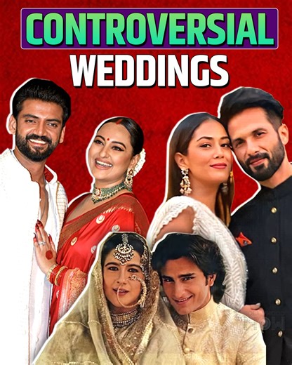 Explore Bollywood's most controversial weddings, including Sonakshi-Zaheer, Saif-Amrita, Aditya-Rani, and others. These unions sparked debate in the media and among fans, highlighting the glitz and drama surrounding celebrity relationships in the industry. | Bollywood Now