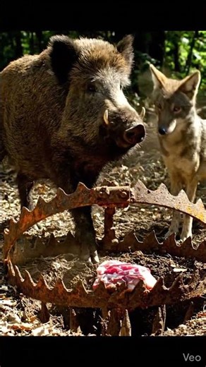A Dangerous Feast: Boar vs Coyote – Survival Instincts Clash! #wildlife #nature