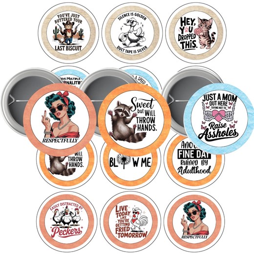 Sarcastic Adult 2.25-button Pins | 8.5x11 Sheet.24 Images | Digital | PNG Cut Line 2.63-image Area 2.063 - Etsy