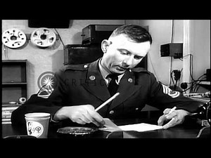 Lieutenant Colonel Robert Cranston at AFN (American Forces Network) radio station...HD Stock Footage