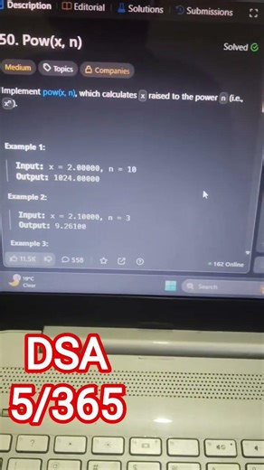 LeetCode 50 | Pow(x, n) 🔥 | Fast Power Algorithm Explained in 25 Seconds