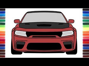 How to draw Dodge Charger SRT Hellcat 2022 front view