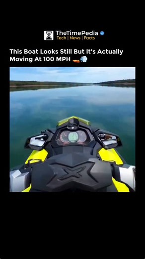 The Timepedia on Instagram: "This Sea-Doo jet ski flies at 100 mph, but the water looks dead still ahead—pure optical illusion from insane speed! As rider blasts forward, the bow slices water razor-sharp, compressing waves forward while massive rooster tail explodes behind. Perspective tricks your eye: relative motion flattens the view ahead, hiding the chaos. Speed demon reality! Follow for more @thetimepedia #jetski #water #illusion #speed DM for Credit/Removal."