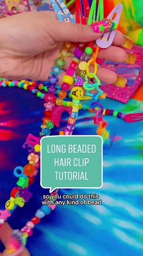 here’s a little tutorial on how to make your own long beaded hair clip! 💖🌈 #diy #decorafashion #harajukufashion