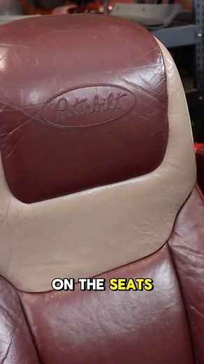 Peterbilt 379 came to us with rough seats so we did custom black leather seats, double stitching with printed logo🔥 #semi #semitrucks #semis #18wheelers #peterbilt379 | Florida Finest Customs