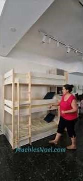 Litera con 3 camas de madera para uso diario | MueblesNoel.com #litera #cama #habitacion