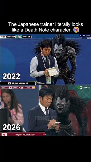 The Japanese trainer literally looks like a Death Note character #SamuraiBlue #AnimeMeme #WorldCup
