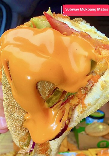 Mukbang @Subway France 🧀 Crunchy Chicken & Cheddar 🍗 #subwayfrance #crunchychickencheddar #dip&crunchcheddar