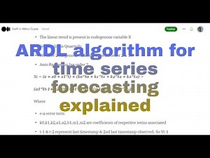 Auto Regressive Distributed Lag (ARDL) time series forecasting model explained with example