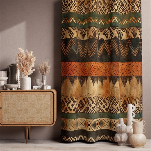 Modern Ethnic Prints Curtains, African Tribal Curtains Drapes, Boho Ethnic Curtains, African Style Window Curtains, Ethnic Window Drapes - Etsy