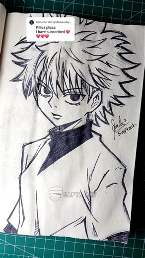 part 7 of Trying To Draw Using Pencil and Pen #killua #hunterxhunter #drawing #anime #shorts