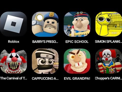 ROBLOX,SIREN COP'S PRISON,ALIEN PRISON RUN,The Carnival of Terror,HUNGRY WORM, Pizza's Pizzeria...