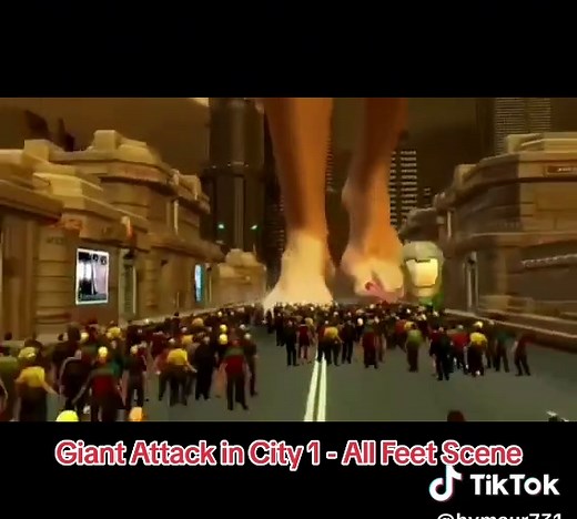Giantess Attack in City 1 - All Feet Scenes
