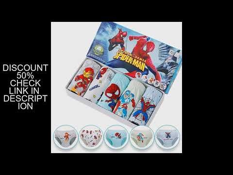 Exquisite Boxed 5-Piece Boys Cotton Underwear Comfortable and Breathable Briefs Boys Spider-Man Prin