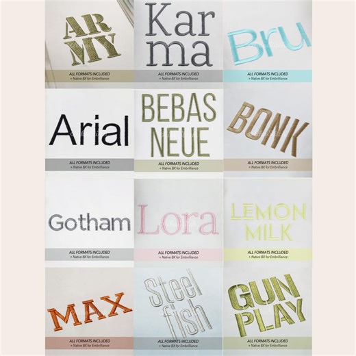Bundle 12 Bold Block Embroidery Fonts; Native Bx Font Alphabet; Satin Stitch BX Format; - Etsy Canada