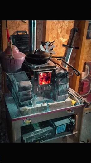 Heat your whole shop with a cheap wood stove from Amazon. #woodfire #fireboxstove #overthefire
