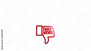 Thumbs Up Emoji Becomes a Thumbs Down with the Words Fake News