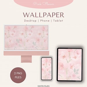 Desktop Phone Tablet Wallpaper Pink Flower Theme Instant Download - Etsy