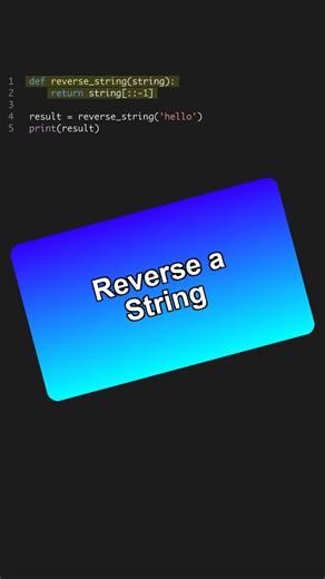 Nail your Python interviews with this string reversal trick! 🚀 --- Get the Python for AI course 6 projects at the link in bio. 🐍