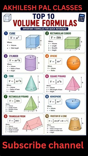 10 Volume Formulas in 30 Seconds | Class 9 & 10 Maths . All mensuration formula in one short