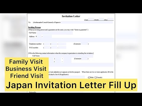 Japan invitation letter Form || Family visit || Business Visit Japan||