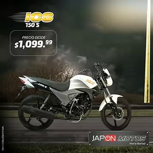 Conquista todos los caminos con tu nueva ICS 150S a tan solo $1099.99. Además recibe un casco gratis con compras a crédito directo. ¡Te esperamos! *Aplica restricciones. | Japon Motos