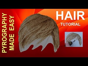 Wood Burning - Straight Hair front view - pyrography tutorial