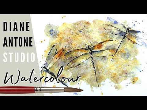 STUNNING DRAGONFLIES in watercolour with loose background real time step by step tutorial