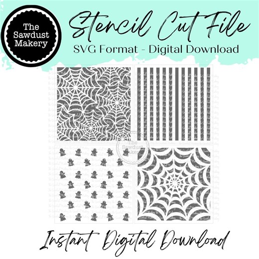 Digital Stencil Set | Halloween Vol 2 Stencils | Stencil SVG | Spider Webs | Ghosts | Stripes | Spider Web Stencil | Stencil File - Etsy