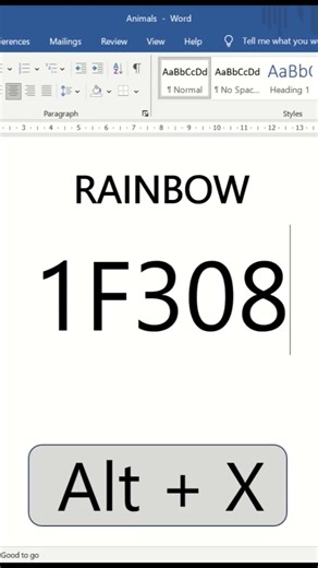 Ms. Word keyboard shortcut to draw a Rainbow🌈