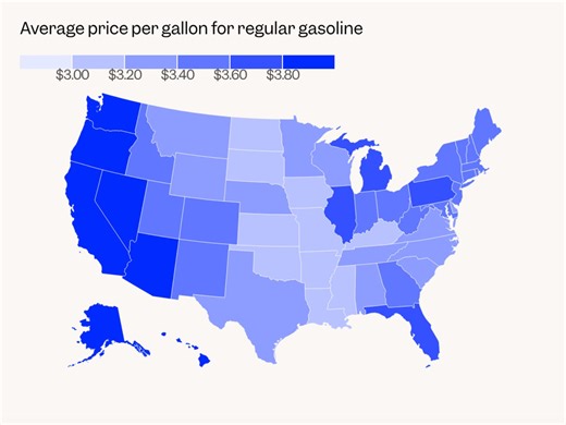 Map shows gas prices have risen above $3 a gallon in every US state — the first time since 2023