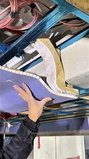 Hand To Install Curved Drywall Onto Ceiling