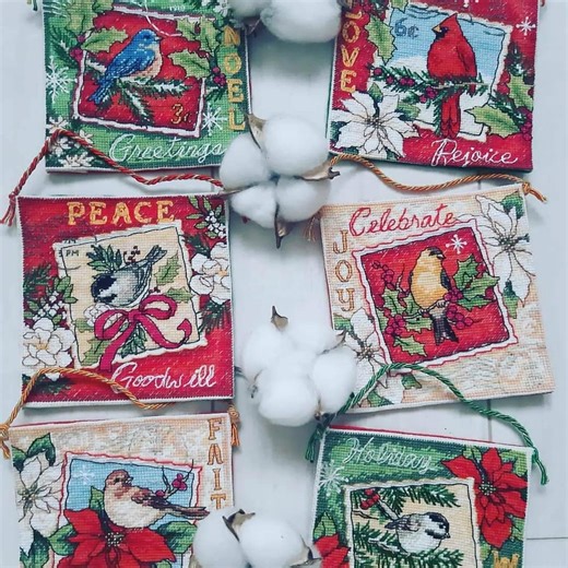 Set 6 Cross Stitch Pattern Keeper Markup PDF   SAGA Birds Ornaments Peace Love Faith Joy Noel Wish Christmas Sampler Winter Xmas Seasons - Etsy