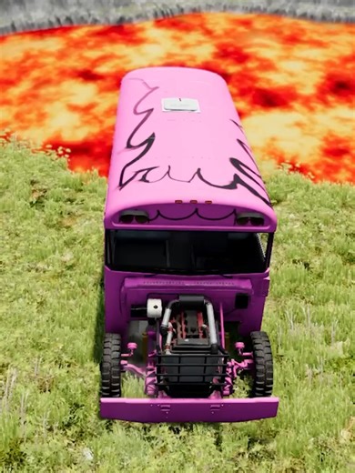 Bus and Cars vs Giant Lava Pit in BeamNG Drive