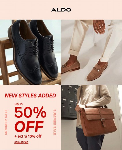 📢 Sale just got BIGGER and BETTER Shop summer faves for men: https://bit.ly/3687Foh | ALDO Shoes