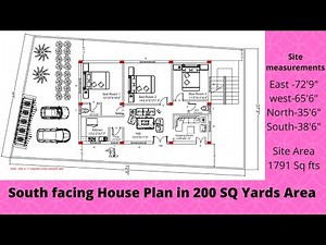 south facing house plan in 200 sq yards area | Building plans | civil engineering | online course |