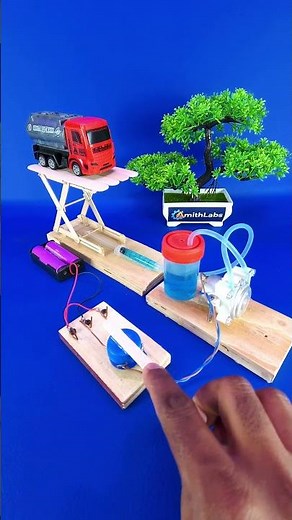 Lifting machine with DC motor pump #experiment #lifting #dcmotor #motor #diy #project