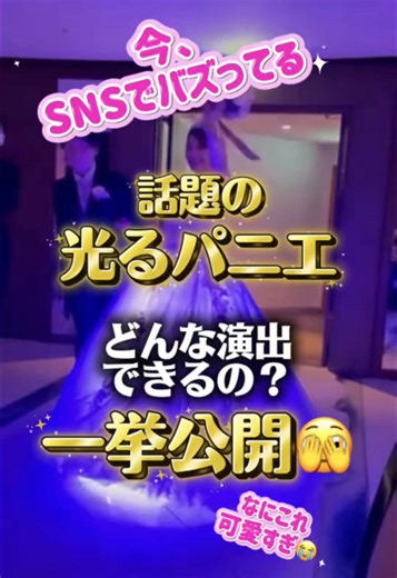 使い方はおふたり次第💎✨ ドレスの中に履くだけ🥹 日本初の『光るパニエ&ビスチェ』✨ ご結婚式でお二人の夢と希望を叶えます💎 💎幼い頃から憧れていたプリンセスになりたい 💎大切な家族や友人にサプライズ演出したい 💎自分達だけのオリジナル演出をしたい 💎カラードレスはたくさんの色のドレスを着てみたい 💎楽しく盛り上がる結婚式にしたい そんな新郎新婦さまの素敵な夢を叶えます✨ 光るパニエをドレスの中にご着用頂くだけで、 ドレスを様々な色に変える事が出来る魔法のアイテムです。 結婚式や披露宴での サプライズ演出、プリンセス演出に是非いかがですか？ どなたでもご試着可能です😊 お気軽にお問い合わせくださいませ。 #結婚式演出 #披露宴演出 #ディズニー風結婚式 #プレ花嫁準備 #結婚式サプライズ