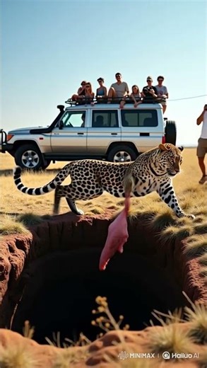 Leopard Hunts Meat Near Deep Pit #shorts #animals