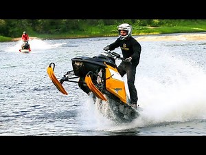 CRAZY SNOWMOBILE WATER SKIPPING! Epic Snowmobile FAILS/WINS 2021