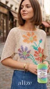 Knitted Blouse with Alize Cotton Gold