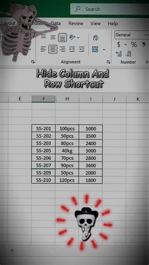 Hide Columns And Row Shortcut In Excel 😱✅ #shorts #excel #trending #exceltips #viral | Turn On Skill