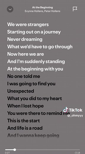 Anastasia's 'At the Beginning' Song Lyrics on Spotify
