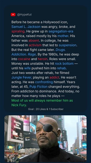 From Addiction to Nick Fury #samuelljackson #avengers #shield #pulpfiction #classicmovies #hypekut