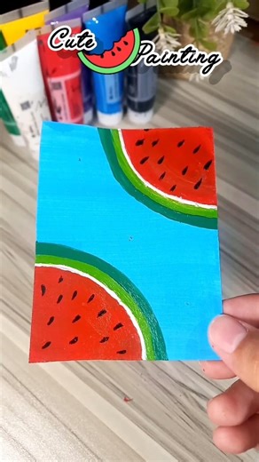 cute Watermelon painting 🍉 | Acrylic painting ideas for beginners #viral #art #shorts #watermelon