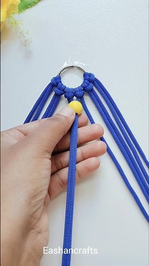 Diy Cute Keychain 💛 | Macrame Thread Keychain with beads #diy #macrame #shorts #ytshorts #viral